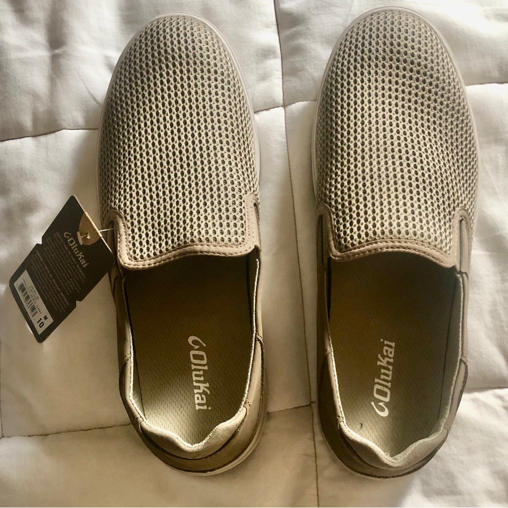 OluKai Tan Slip-On Loafers with Breathable Design